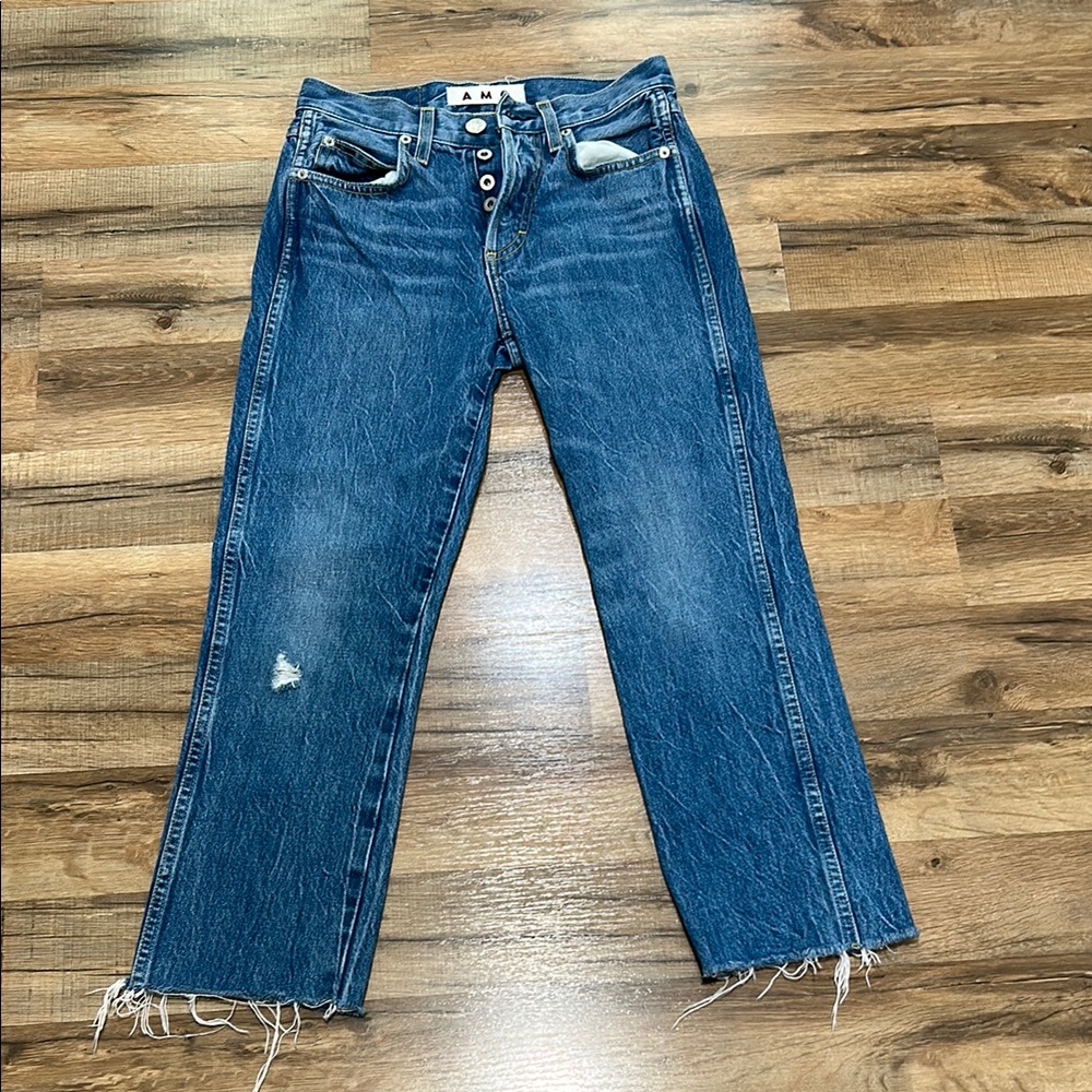 AMO WOMEN STRAIGHT LEG JEANS BLUE DISTRESSED Sz 23